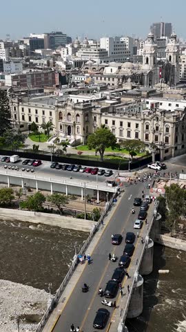 Lima Skyline In Metropolitan Region Of Lima In Peru. Historical Centre Landscape. Downtown City. Rimac River Skyline. Lima Skyline In Metropolitan Region Of Lima In Peru. Beautiful Government Palace.