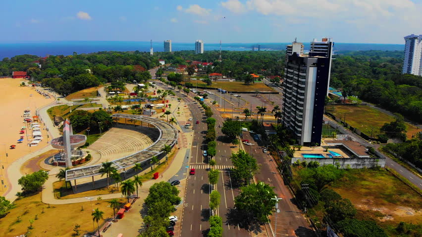 Aerial view The Ponta Negra Beach in Manaus - Brasil