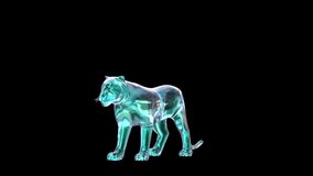 Iridescent pearlescent glass 3D tiger sculpture performing an aggressive lunging attack with realistic light refraction. - Powered by Shutterstock - Get 15% off with code: PIKWIZARD15