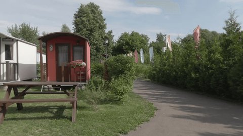 Aerial Drone Flight Over Camping Site in Kolomna