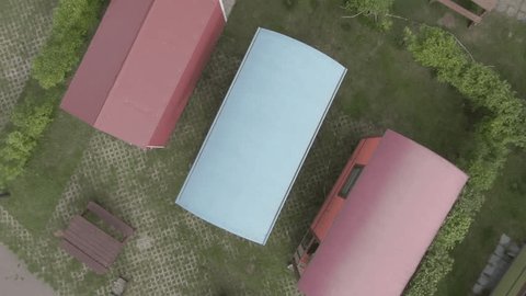 Aerial Drone View of Summer Camping Site