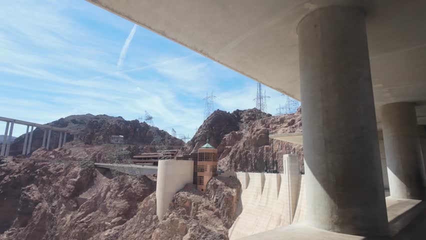 The view from The Hoover Dam, looking over the Colorado River.