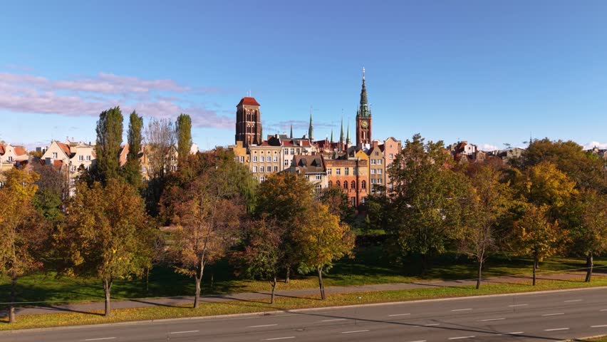 Beautiful scenery of the Main Town in Gdansk at autumn. Poland