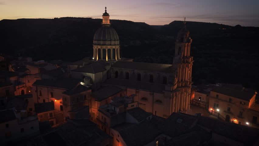 dusk curving back from duomo of Ragusa Ibla in Sicily