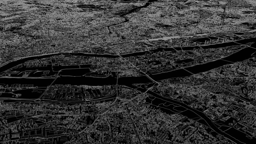 3D looped animation of city - Nantes France