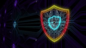This vibrant digital shield design illustrates cybersecurity concepts with intricate circuitry patterns. Ideal for technology-related projects focused on protection and data security. - Powered by Shutterstock - Get 15% off with code: PIKWIZARD15