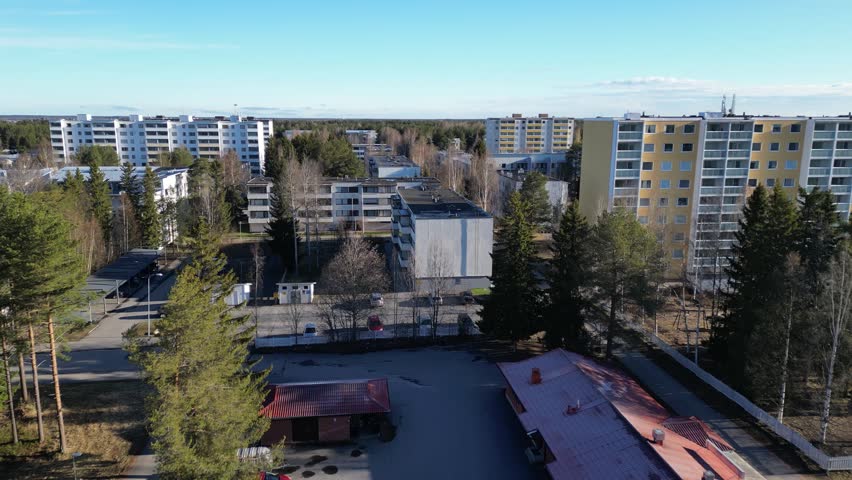 Aerial view of Rajakylä residential area in Oulu, Finland