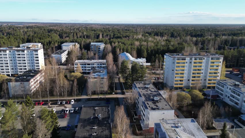 Aerial view of Rajakylä residential area in Oulu, Finland