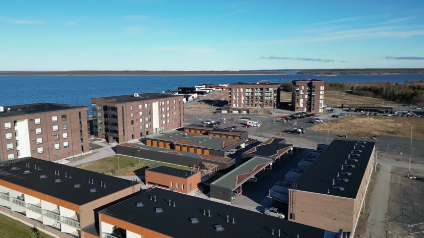 Aerial view of Pateniemenranta residential area in Oulu, Finland