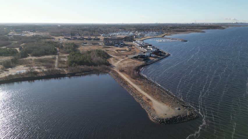 Aerial view of Pateniemenranta residential area in Oulu, Finland