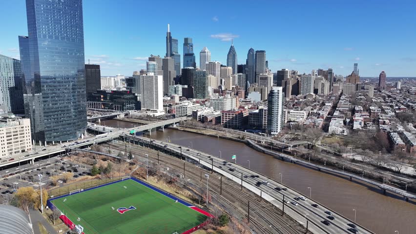 Philadelphia Skyline At Philadelphia In Pennsylvania United States. Riverwalk Landscape. Downtown City. Philadelphia Skyline At Pennsylvania United States. Leisure Park Scene.