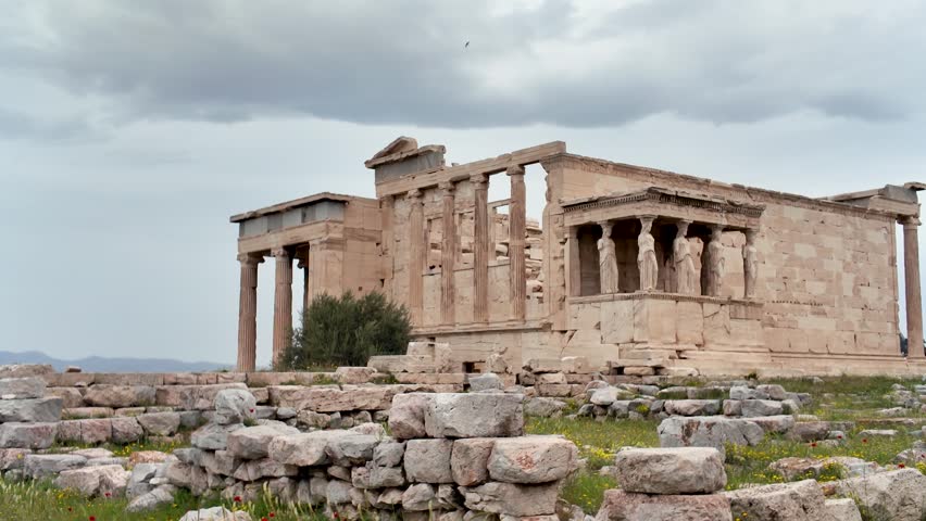 Ancient greek Erechtheum temple in Acropolis