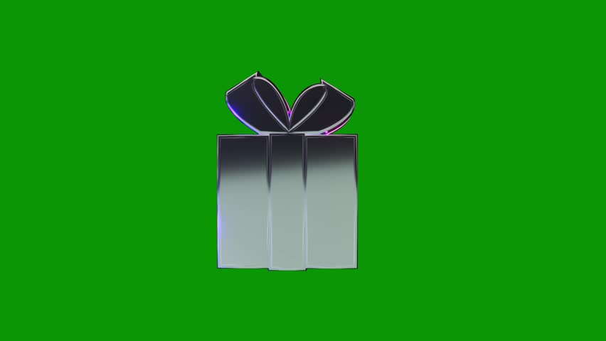 Black gift box light silver coming graphic green screen animation Animated chroma key video element for editing, compositing, overlays, motion graphics, social media videos, presentations, and creative visual projects