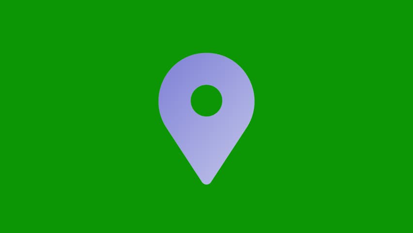Map pointer icon blue pin backgroundcartoonish graphic green screen animation Animated chroma key video element for editing, compositing, overlays, motion graphics, social media videos, presentations, and creative visual projects