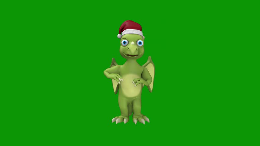 Turtle wearing santa hat dragon its cartoon green screen animation Animated chroma key video element for editing, compositing, overlays, motion graphics, social media videos, presentations, and creative visual projects