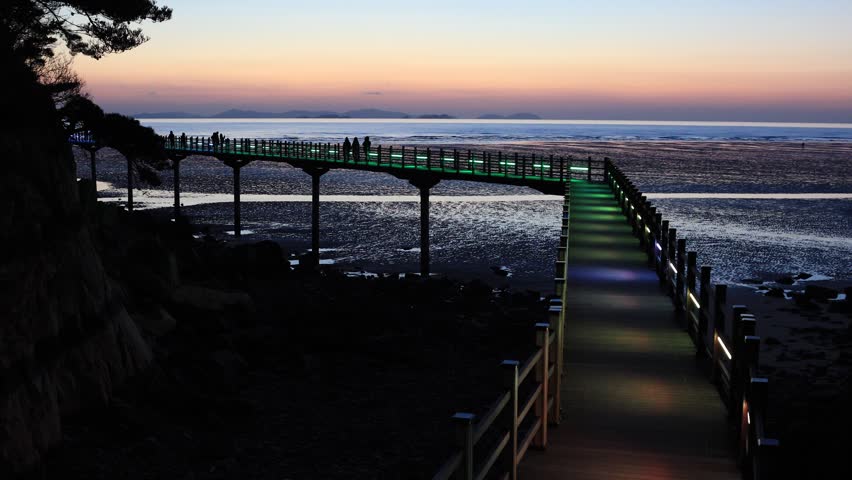 Beautiful sunset in Hanagae beach, Mui island, Incheon, South Korea