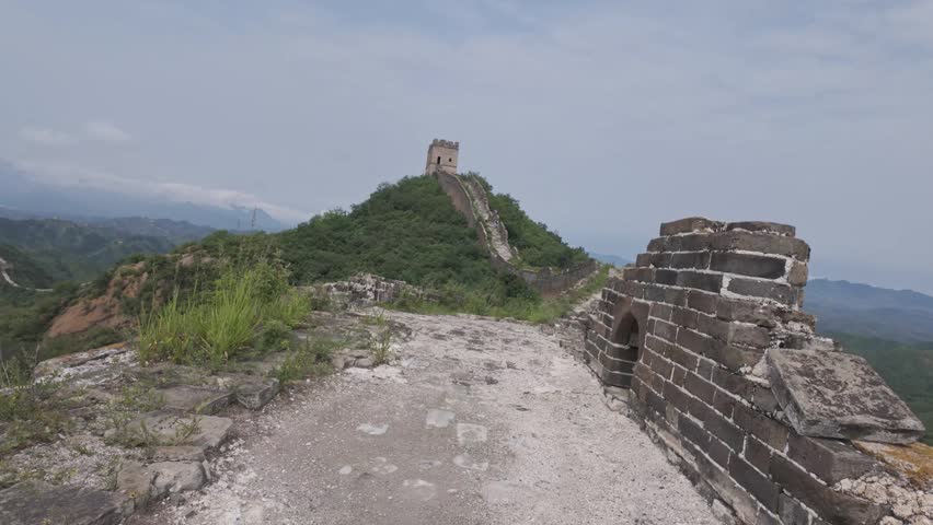 Wild and authentic part of The Great Wall in Jinshanling, Beijing, China