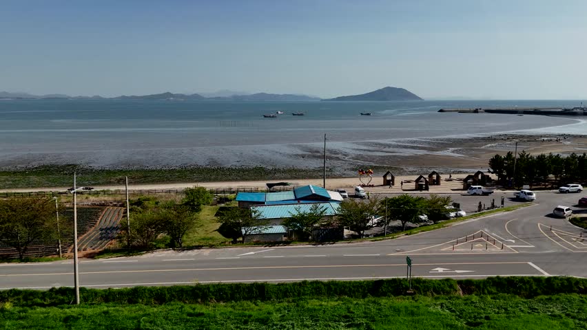 Peaceful coastal scenery and blue sea of South Korea