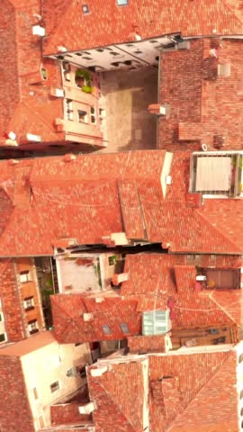 Aerial drone view of Venice Italy historic canals, architecture, bridges, and scenic cityscape.