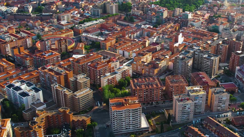 Aerial wide view of the old town around the city Guadalajara on a sunny noon in summer in Spain.