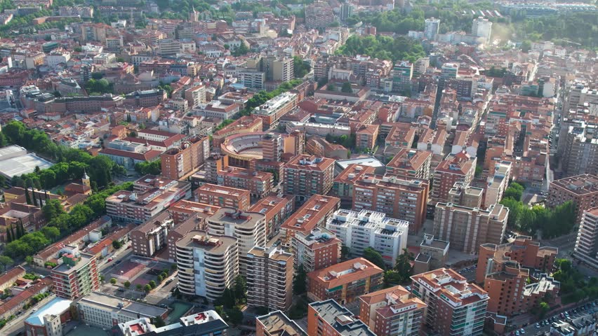 Aerial wide view of the old town around the city Guadalajara on a sunny noon in summer in Spain.