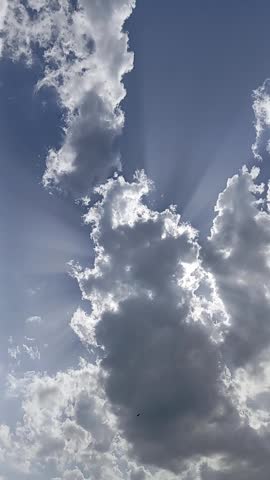 The view of clouds, sky and sun light.