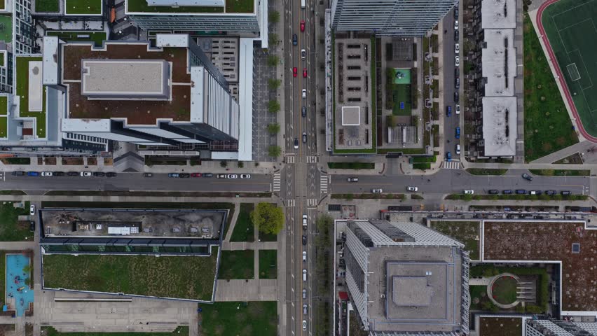 Top down forward motion over downtown Toronto