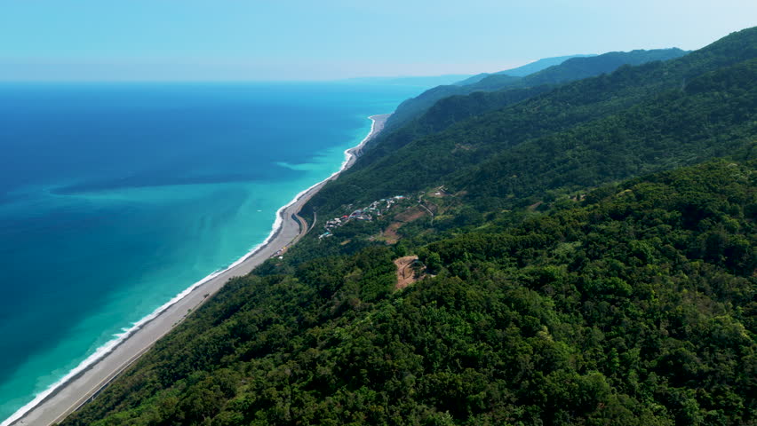 Aerial view of the sea coast in Taitung , Taiwan