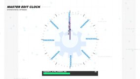 Digital clock interface showing video rendering progress and live scan - Powered by Shutterstock - Get 15% off with code: PIKWIZARD15