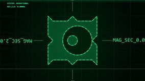 Futuristic HUD interface with rotating green wireframe telemetry on digital grid. - Powered by Shutterstock - Get 15% off with code: PIKWIZARD15