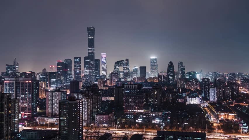 Dynamic daytime aerial timelapse of Beijing