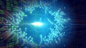 Blue core projecting flare, neon cloud forming and illuminating circuitry showing data flow. Node, icon, holographic, grid, futuristic, visualization, network - Powered by Shutterstock - Get 15% off with code: PIKWIZARD15