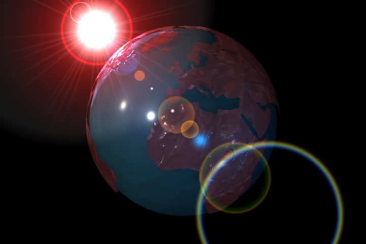 Shining Earth and animated lens flare