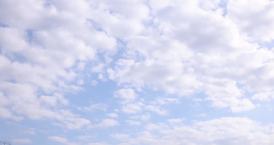 Sky filled with scattered white clouds