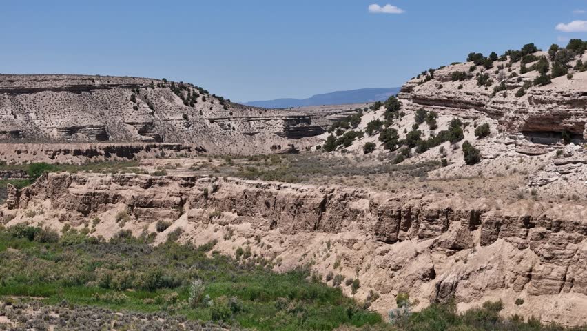 Drone Shot of Northwest Colorado USA Landscape Near Border With Utah, Sandstone Hills and Green Valley