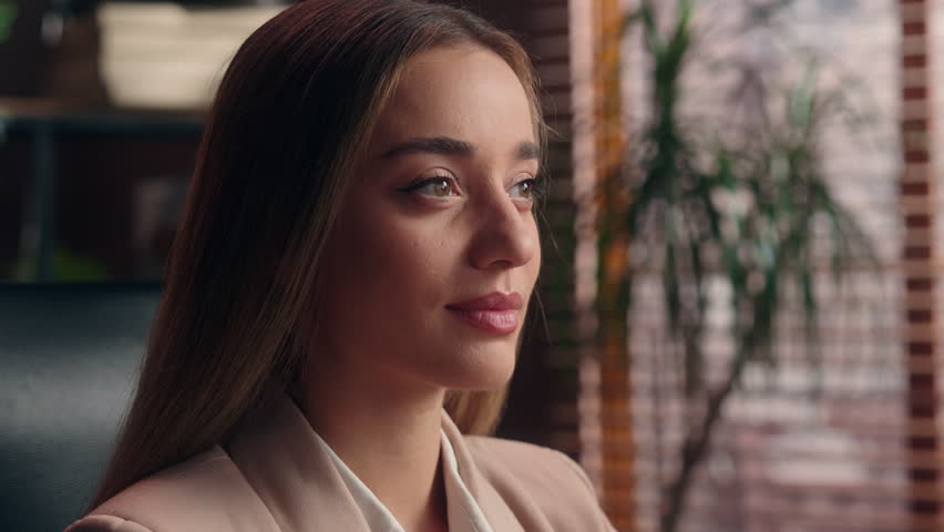 Successful happy Caucasian business woman smiling looking at camera in corporate company workspace female girl European businesswoman smile enjoying work job office specialist manager lawyer secretary