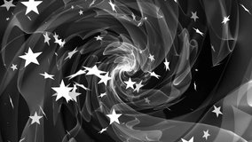 Gray ribbon vortex starting spin, rotating while stars moving and gold bits scattering, celebrating. Spiral, abstract, kinetic, depth, confetti, sparkle, metallic - Powered by Shutterstock - Get 15% off with code: PIKWIZARD15