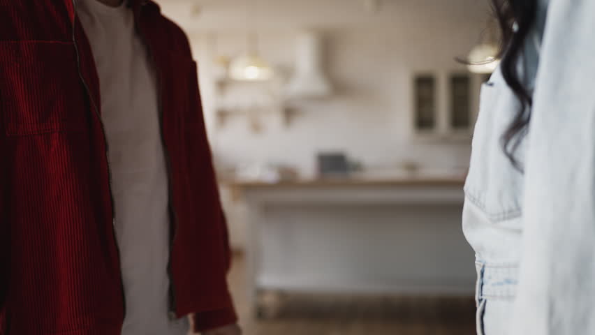 Real estate agent handing apartment key to female tenant, shaking hands