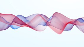 Abstract red and blue flowing wave lines on white background. Transparent mesh ribbons with smooth oscillating curves and layered gradient motion. Minimal dynamic design seamless loop 4K 60 fps. - Powered by Shutterstock - Get 15% off with code: PIKWIZARD15
