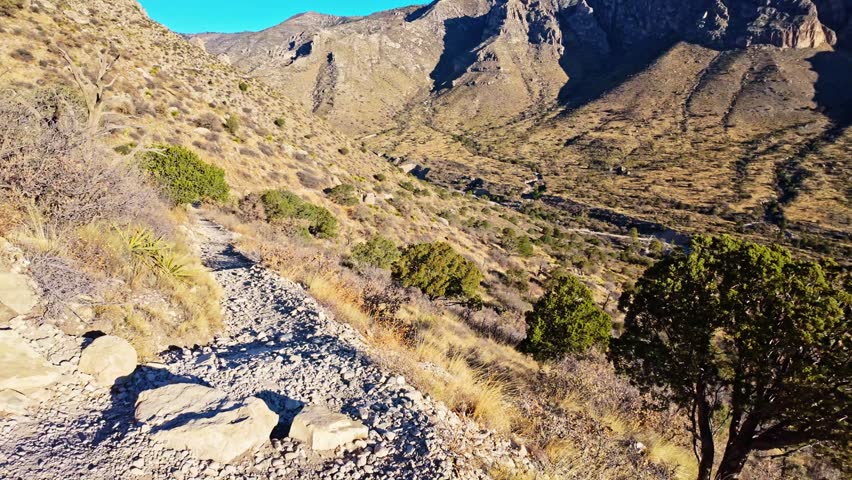 Mountain Ridges and Valley View from Guadalupe Mountains National Park Trail Texas