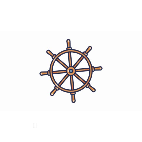 Looping animation of a ship steering helm icon, perfect for nautical, marine, and navigation-themed projects
