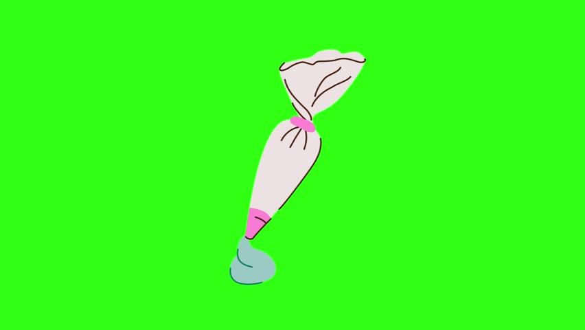 Piping bag animation on green screen