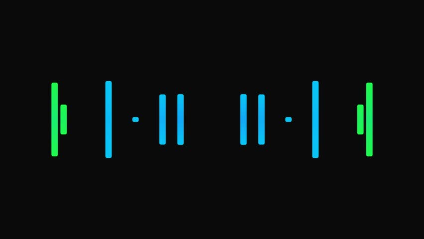 Abstract visual representation of audio frequencies with animated green and blue lines against a black backdrop.