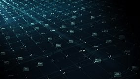 Digital grid network flowing with data points and connections, representing technology, cyberspace, and global connectivity. Futuristic technology motion background. - Powered by Shutterstock - Get 15% off with code: PIKWIZARD15