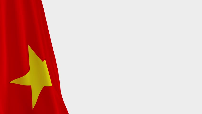 Vietnamese Flag on Left Side, Waving National Symbol with Copy Space - 3D rendering