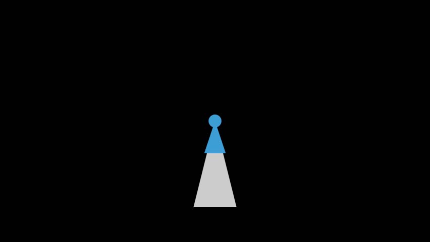 Minimalist graphic design element featuring a traffic cone in a blue circle on black, ideal for creative projects and presentations