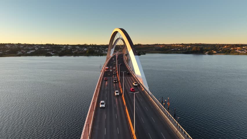 Juscelino Kubitschek Bridge, inaugurated in 2002 over Lake Paranoá - Brasília, Distrito Federal, Brazil