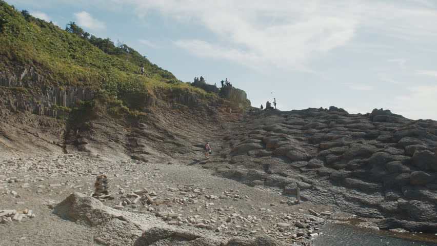Cape Stolbchaty on the west shore of Kunashir Island, Kuril Islands, in Sakhalin Oblast, Russia