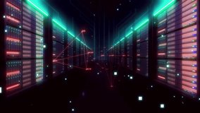 Futuristic Data Center Server Room Technology Background. 3D rendering. Modern high tech data center server room with glowing lights and digital processing. Futuristic technology background for cloud computing and network concepts. - Powered by Shutterstock - Get 15% off with code: PIKWIZARD15