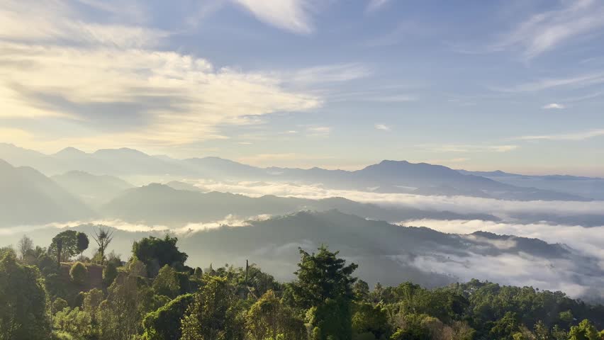 Misty Mountain Landscape at Sunrise